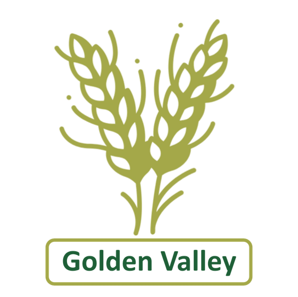 Golden Valley logo with wheat illustration.