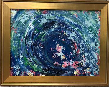 “Sapphire Swirl”
Acrylic. 18”x24”
Framed 23”x29”
Available at For Your Convenience 
$475