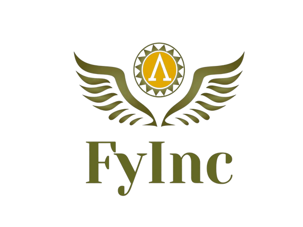 FyInc Private Investigator logo: Gold Lambda and wings.