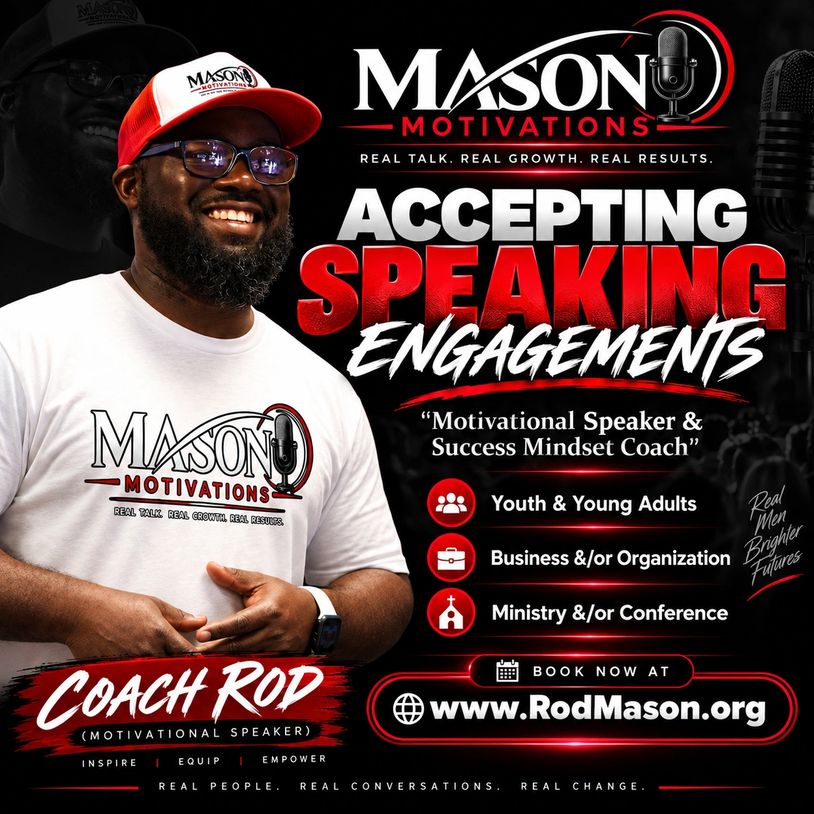 Coach Rod accepting speaking engagements on motivation and success.
