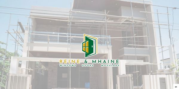 Modern house under construction with scaffolding and a company logo overlay.