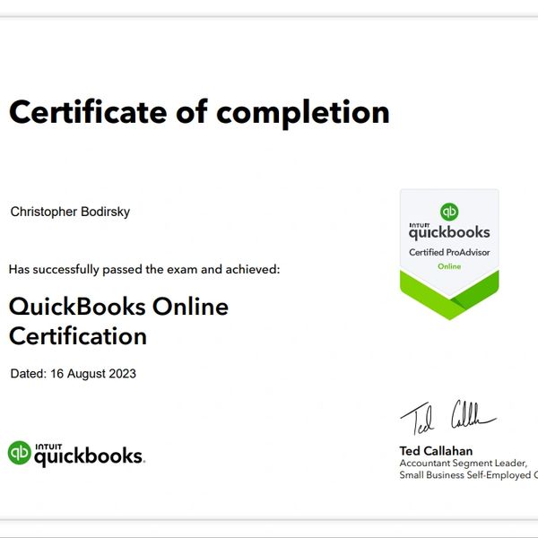 Chris Bodirsky can be found on Quickbooks' ProAdvisor list!