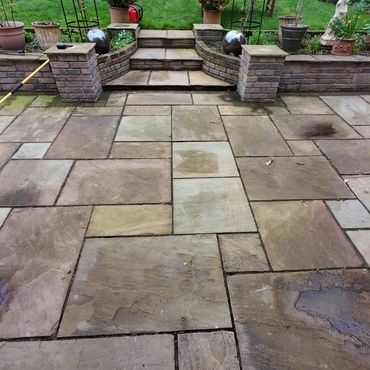 Patio before cleaning service.
