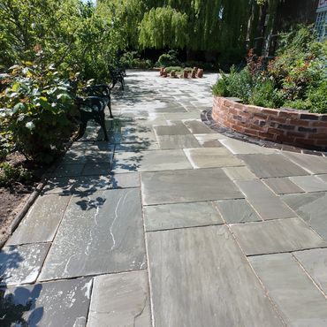 Paved patio after pressure washing service