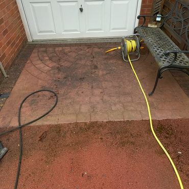 Imprinted concrete before cleaning