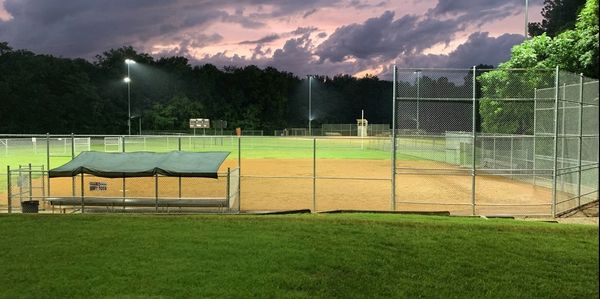softball field at dusk