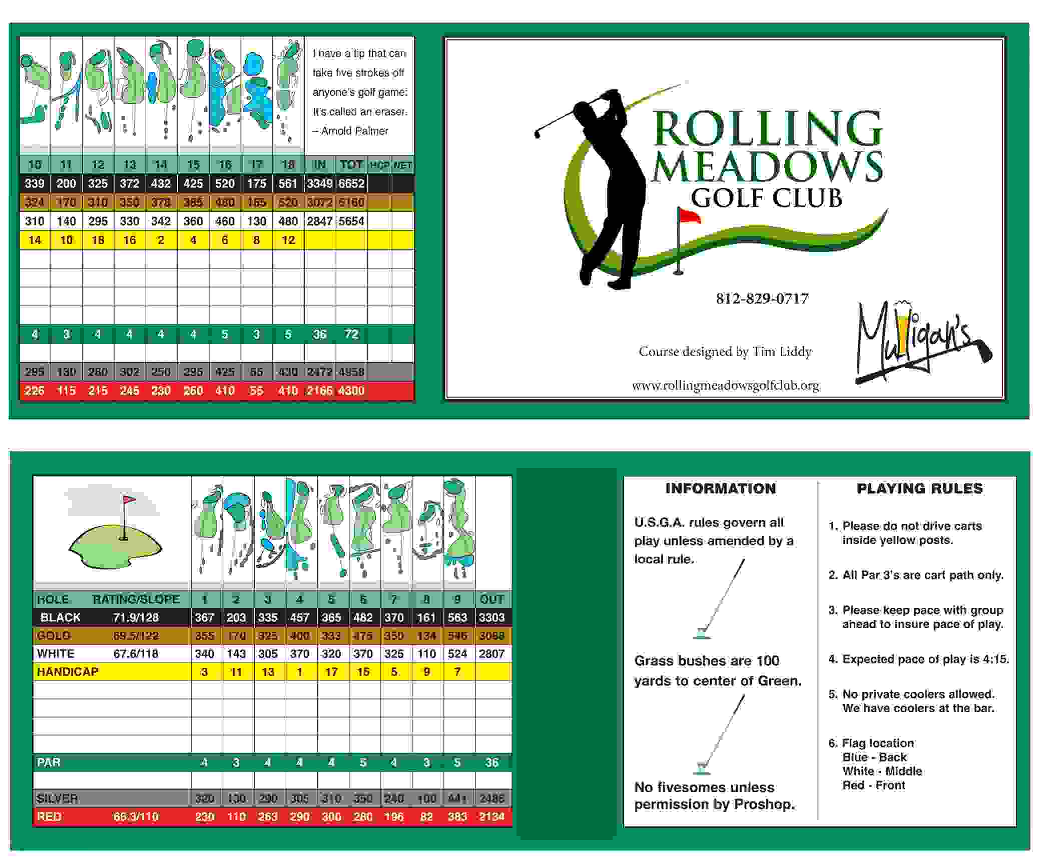 Scorecard Rolling Meadows Golf Club