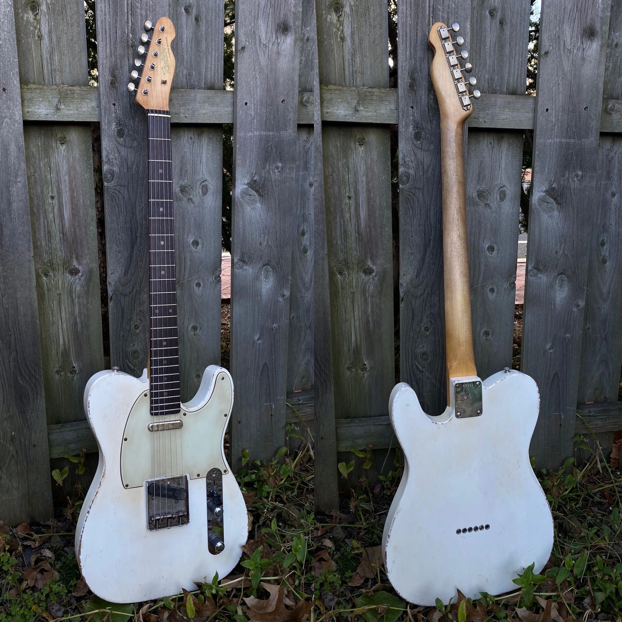 1961 Olympic White Tele Styled RetroSonic Baritone with Rosewood Slab Board 
Available for purchase!