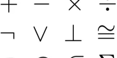A collection of various mathematical operation symbols in black on white.