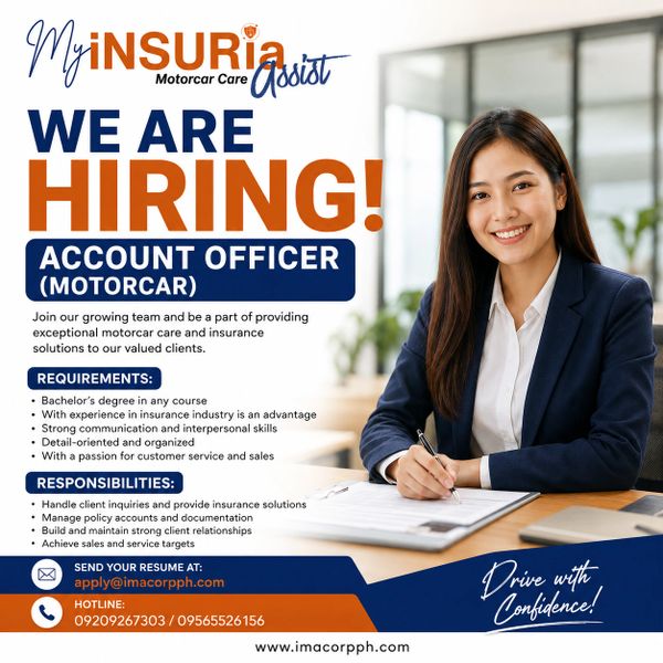 Job opening for Account Officer in motorcar insurance at MyINSURia Assist.