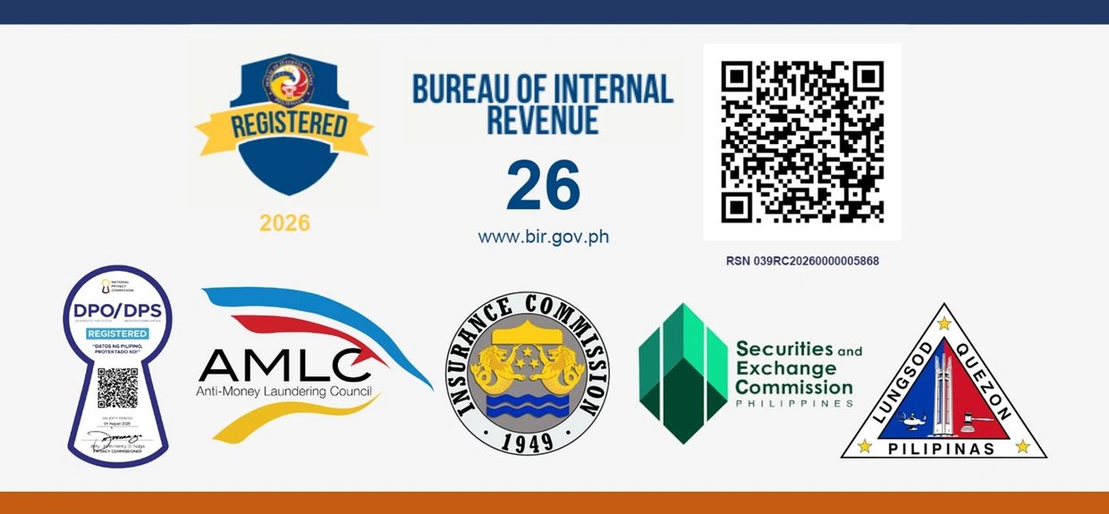 Logos and seals of Philippine government agencies and commissions with registration marks.