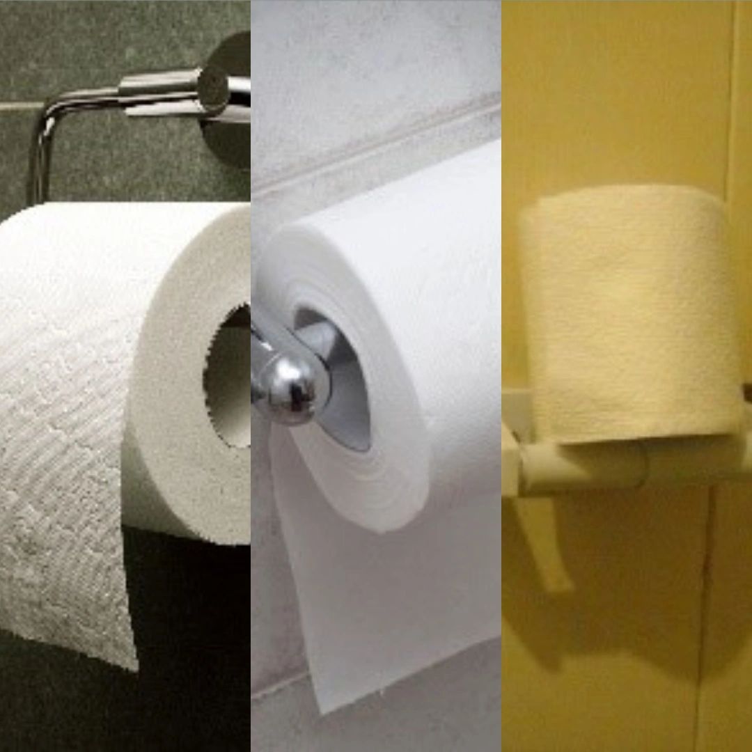 What is the right way to hang toilet paper in your toilet roll holder