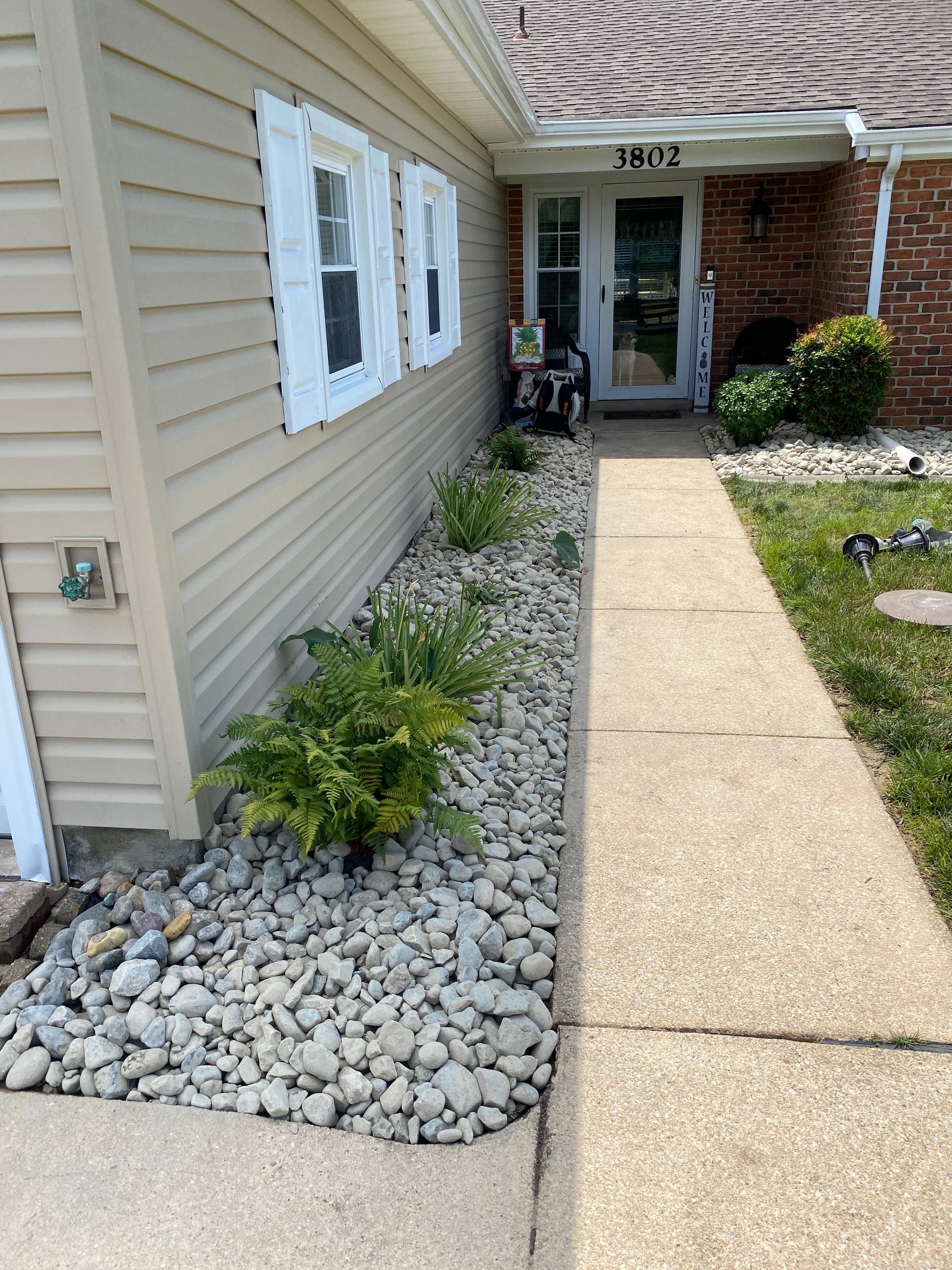 River Rock Mulch Bed