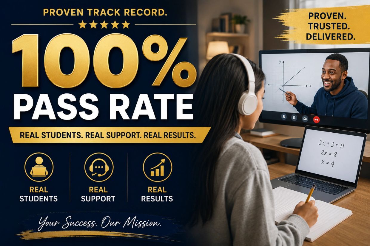 Online tutoring with a 100% pass rate, real support, and proven results.