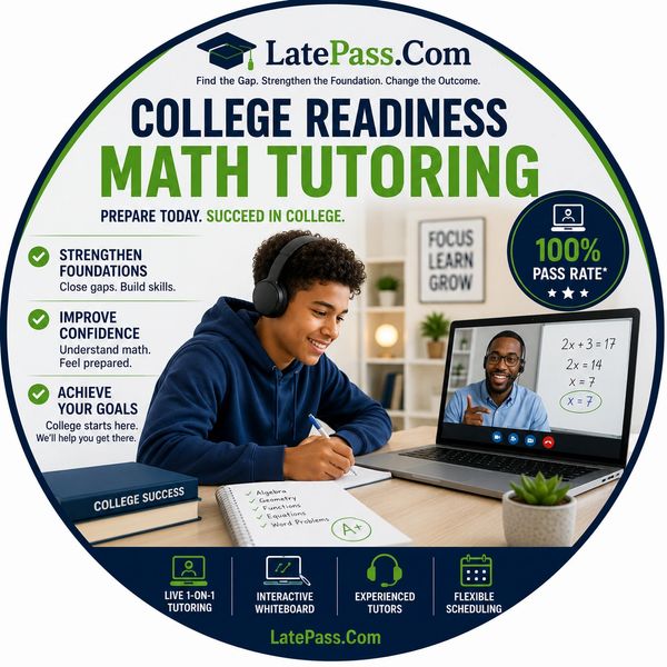 Online math tutoring for college readiness with a 100% pass rate.