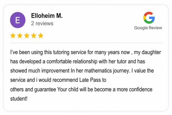 Positive tutoring service review praising improvement and confidence in child.
