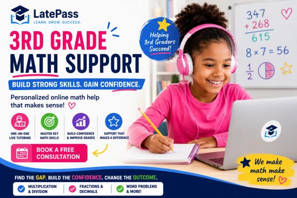 Online 3rd grade math support with personalized tutoring to build skills and confidence.