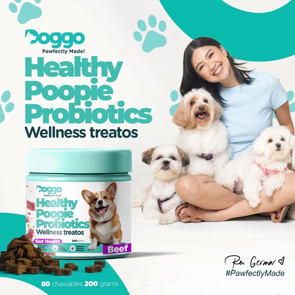 Doggo Healthy Poopie Probiotics Wellness Treatos (200g)