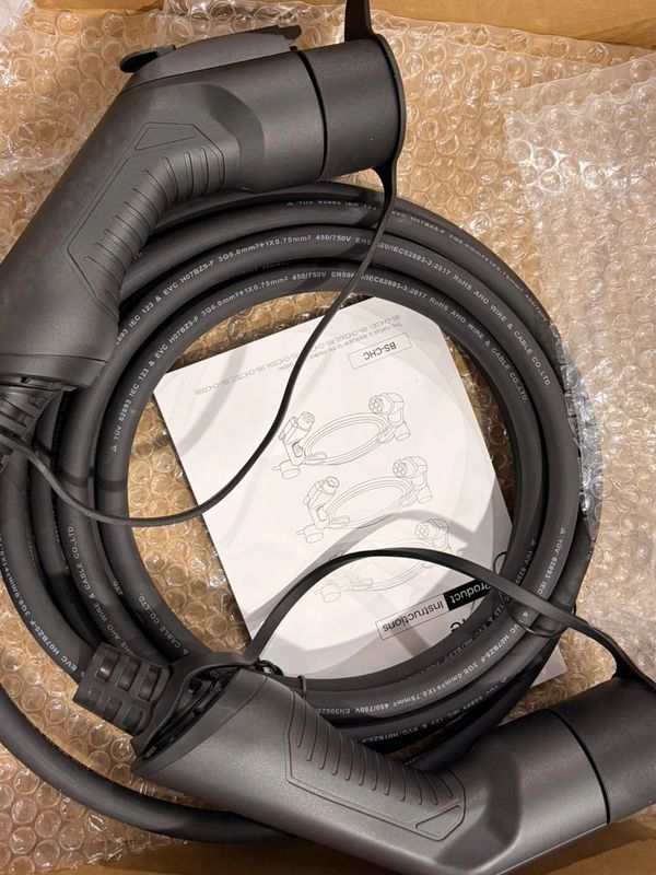 Basen GB/T to Type 2 EV Charging Cable (32A, 7.4kW) - 5m Coiled Adapter for GB/T Cars.