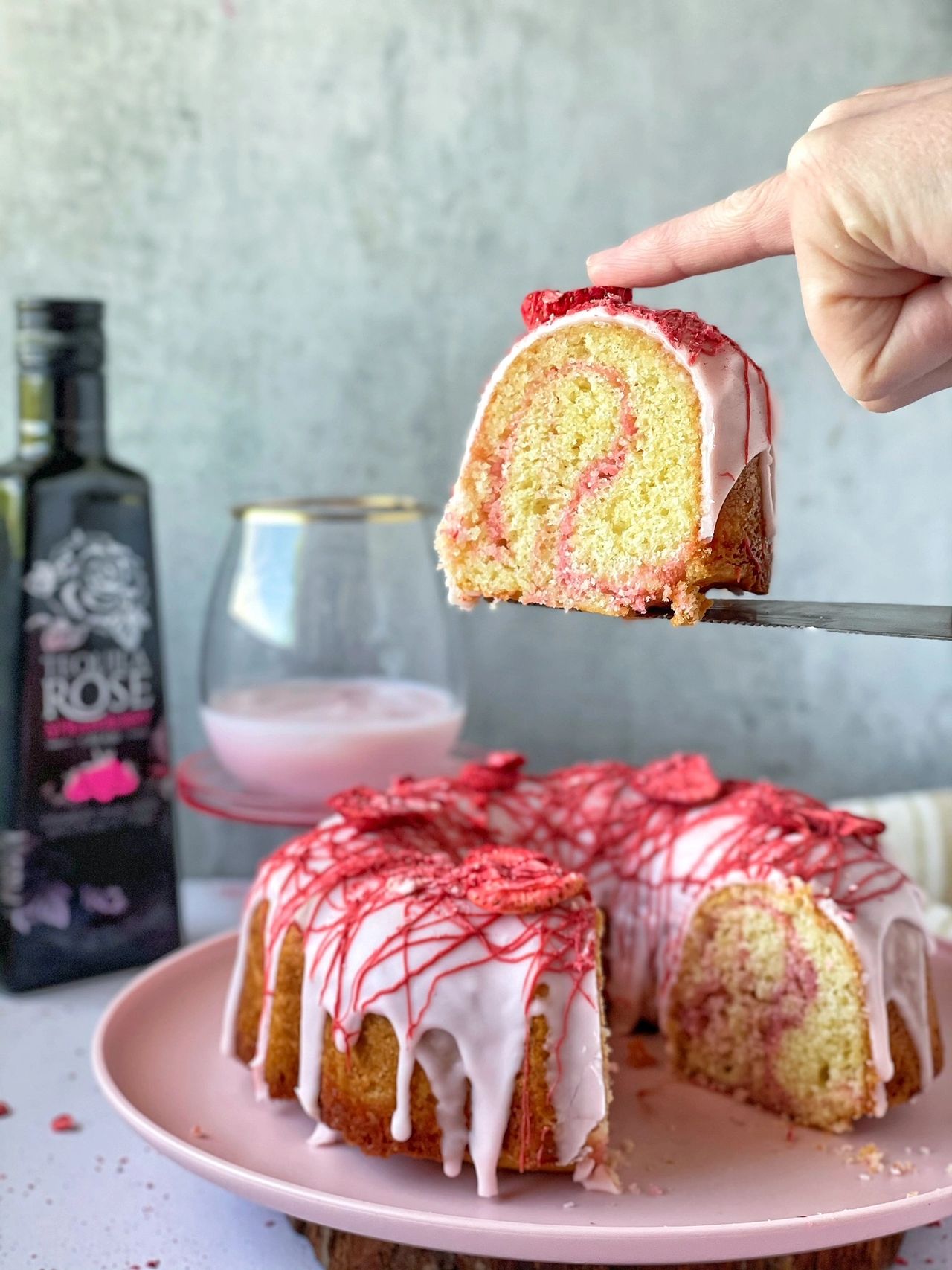 Strawberry Hibiscus Swirl Bundt Cake