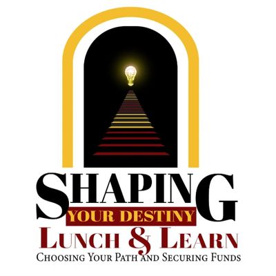 Shaping your destiny  logo  arch with walkway leading to a lightbulb symbolizing bright future