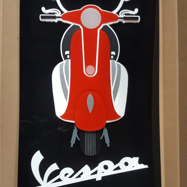 VESPA  YEG Grand Opening Plaque done in several layers to give a 3D effect