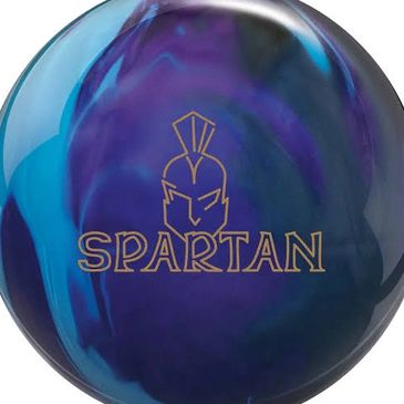 Blue and purple Spartan bowling ball.