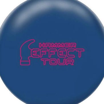 Blue bowling ball with "Hammer Effect Tour" logo.