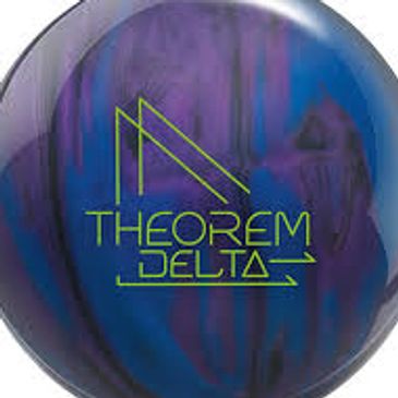 Purple bowling ball with Theorem Delta logo.