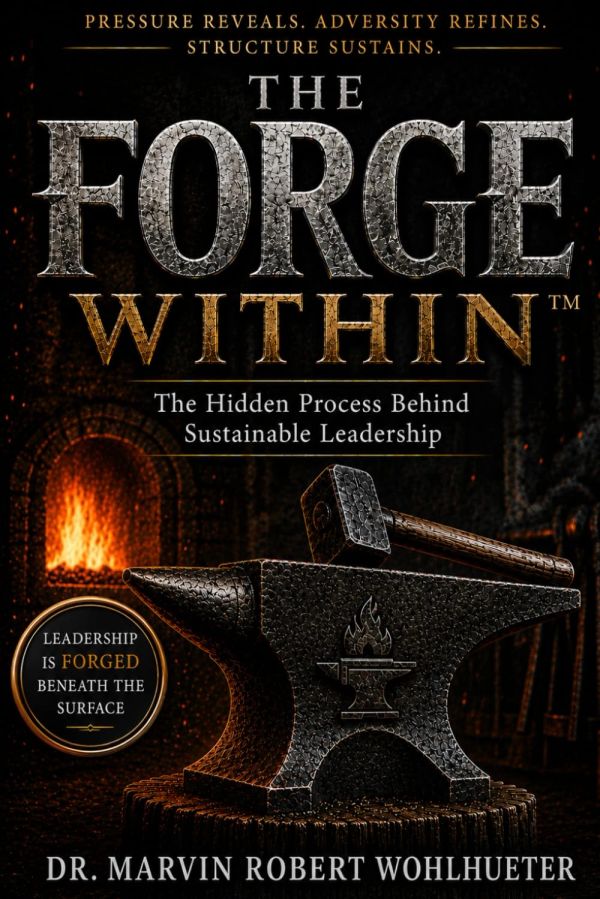 Book cover of 'The Forge Within' by Dr. Marvin Robert Wohlhueter with blacksmith imagery.