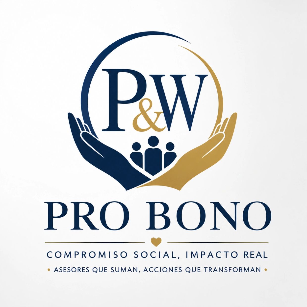Logotipo de PRO BONO con manos y figura de personas.