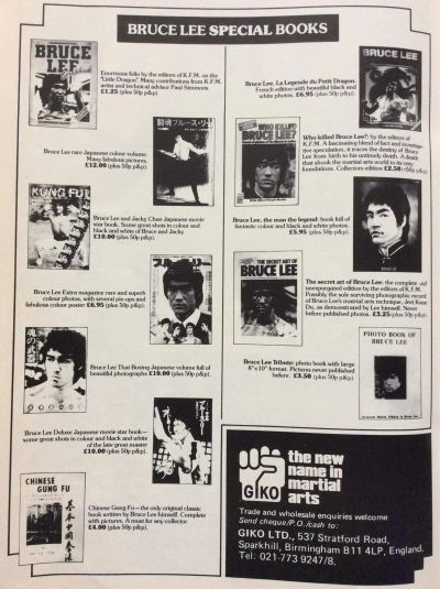 Advertisement for Bruce Lee special books with various titles and prices.