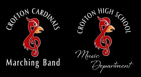 Crofton Cardinals Marching Band and Music Department logos.