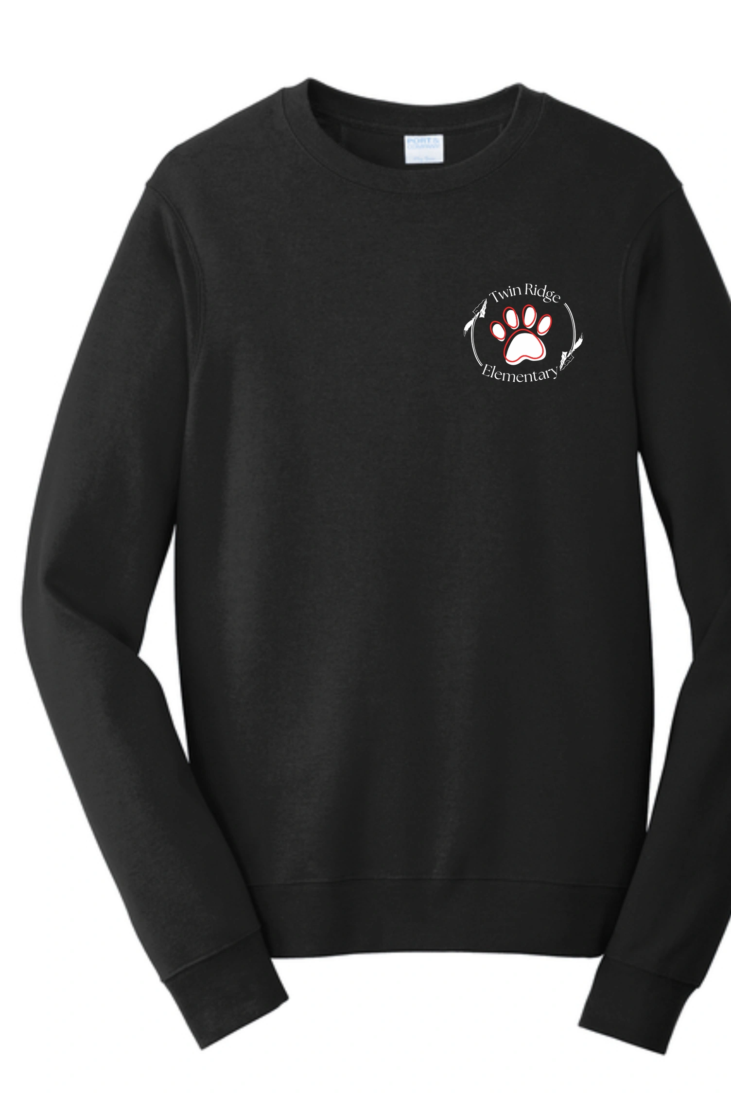Black sweatshirt with Twin Ridge Elementary logo