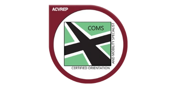 Logo for ACVREP in red near-circular border
Square shown with black and white intersection, surround