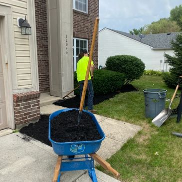 mulching, landscaping, freshening up garden beds.  