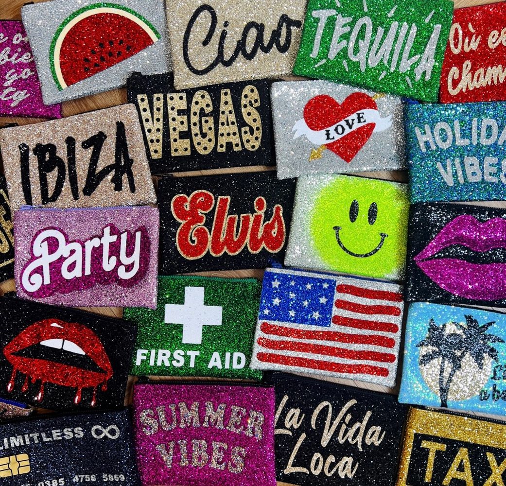 Glitter clutch bags
