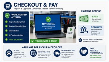 Check Out and Pay. Explains our process.
