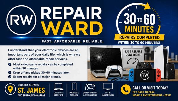 Repair Ward offers fast, affordable electronic device repairs in 30-60 minutes.