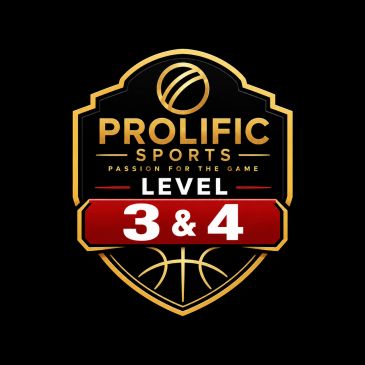 Prolific Sports Level 3 &amp; 4 logo with basketball theme.