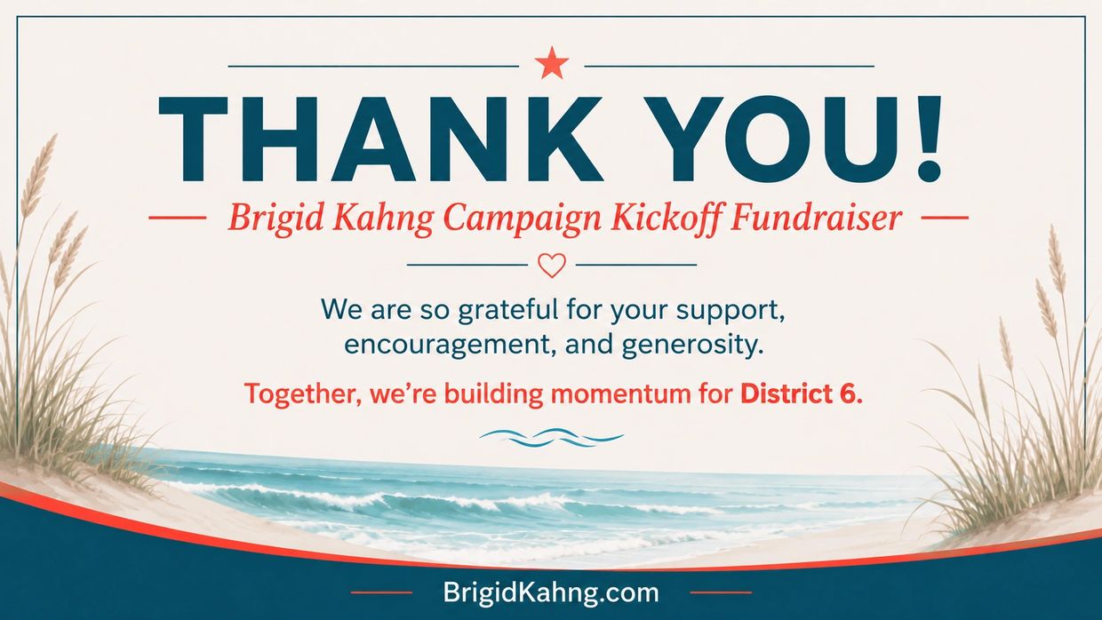 A thank you graphic thanking supporters. It has a beach background.
