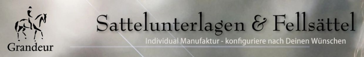 Logo and text for Grandeur equestrian products.