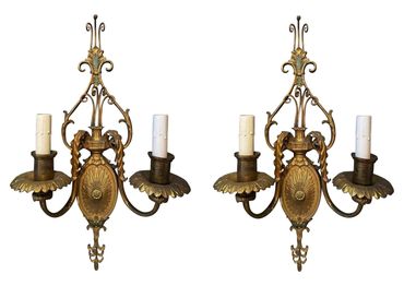 Antique bronze, two-arm wall sconces.
New York Props