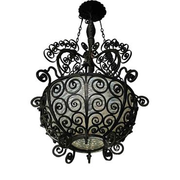 lantern, antique, wrought, iron, ceiling, light, opalescent, glass, interior, design