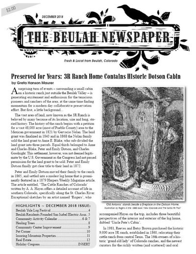 The Beulah Newspaper December 2018 issue cover image