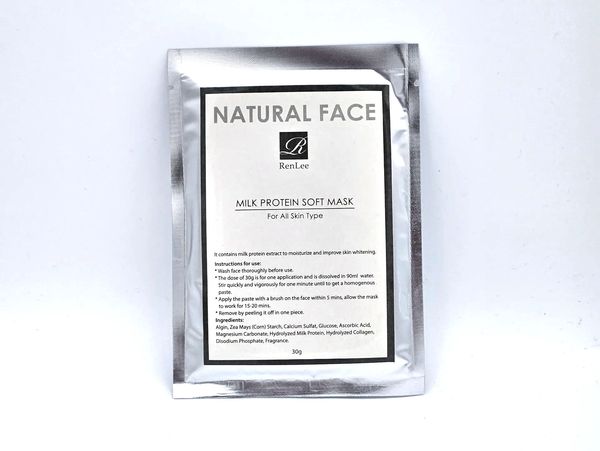 Packet of Natural Face Milk Protein Soft Mask for all skin types.