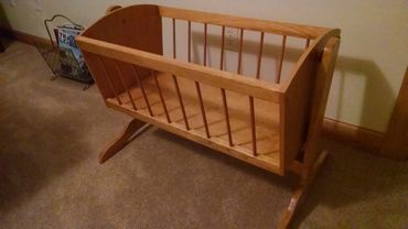 Maple rocking doll cradle. 
