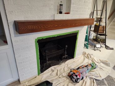 Classic smooth cedar fireplace mantel. 