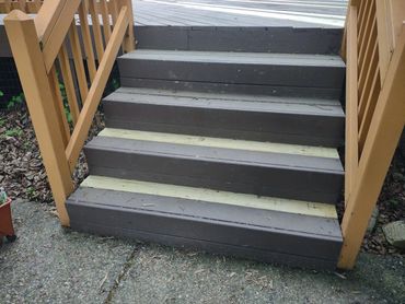 Removed and replaced rotted deck boards with green treated boards 