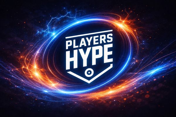 Vibrant gaming logo with blue and orange electric swirls around the text 'Players Hype'.